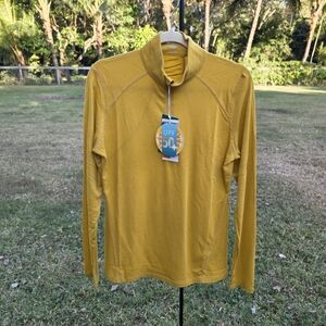 NEW WOOL BLEND Dover Quarter Zip Sunshirt Baselayer Long Sleeve Goldenrod Yellow